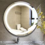 VENETIAN IMAGE 30 Inch (76 cm) Round Wall Mirror | LED Dimmable Vanity Mirror, 3000K Warm White Light, CRI 80+ | Perfect for Bathrooms | PVC Frame