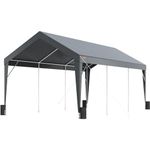 VEVOR Carport, Heavy Duty 10 x 20ft Car Canopy, Outdoor Garage Shelter with 8 Reinforced Poles and 4 Weighted Bags, UV Resistant Waterproof Instant Car Garage Tent for Party Garden Boat, Darkgray