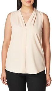 Calvin Klein Women's Plus Size Blouse W/Inverted Pleat, Blush, 1X