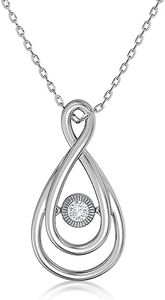 EternalDia Dancing Diamond Necklaces for Women, Real Diamond Round or Heart Shape Necklace, Sterling Silver Necklace with 18 Inch Chain, Diamond Jewelry for Women (0.03-0.12 cttw), Diamond & Silver, white-diamond