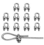 TERF® 10 Pcs Wire Rope Cable Clip Clamps M6 for Ø 6mm (1/4") Wire Rope Cable Grip Galvanized Steel U Bolt Saddle Fastener for Rigging Rope and Tension Cable Garden Tension Wire Ropes
