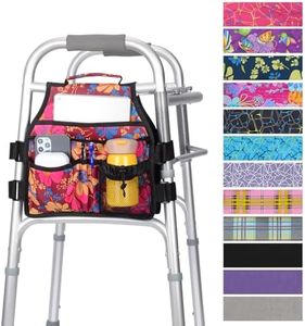 supregear Side Walker Bag, Walker Accessories Bag w/Cup Holder, Folding Walker Basket Waterproof Walker Organizer Caddy Pouch for Most Walker with Side Bar for Seniors, Elderly, Double Sided