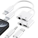 [Apple MFi Certified] Headphone Adapter for iPhone 14 13, 2 Pack 2 in 1 Lightning to 3.5mm Headphone Jack Aux Audio + Charger Dongle Adapter Splitter Compatible for iPhone 14 13 12 11 XS XR X 8 7 iPad