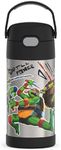 THERMOS FUNTAINER Water Bottle with Straw - 12 Ounce, Teenage Mutant Ninja Turtles - Kids Stainless Steel Vacuum Insulated Water Bottle with Lid