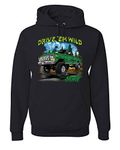 Tee Hunt Drive 'Em Wild Hoodie Ford Pickup Trucks F-150 Offroad Mud Ride Sweatshirt, Black, Medium