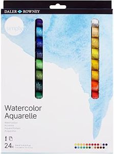 Daler-Rowney Simply 12ml Watercolour Paint Set, 24 Assorted Colours, Ideal for Entry-Level Artists & Hobbyists