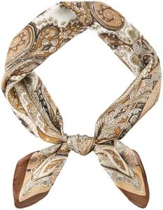 GERINLY Silk Square Scarf with Paisley Prin Boho Neck Wrap for Men Italian Scarves Cravat (R-Gold)