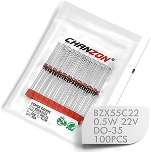 (Pack of 100 Pieces) Chanzon BZX55C22 (1N5251B) Zener Diode 0.5W 22V DO-35 (DO-204AH) Axial Diodes 0.5 Watt 22 Volt