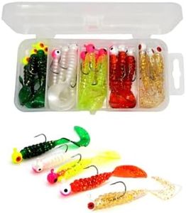 20pcs Soft Fishing Lures with 0.12oz Angler's Lead Fishing Hooks, Swim Baits, Fishing Bait for Bass Fishing, Trout Crappie Fishing, Fishing Kit for Freshwater and Saltwater