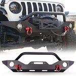 Front Bumper for Jeep 2018-2023 Wrangler JL/JLU Unlimited, Hawkley Rock Crawler Front Bumper with Fog Light Hole & D-Rings & Winch Plate Fits for Jeep 2007-2018 Wrangler JK 2020-2023 Gladiator JT