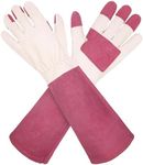 Thornproof Leather Gardening Gloves Long Sleeve For Women and Men,Rose Pruning Floral Gauntlet Garden Gloves (M)