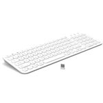 cimetech Bluetooth Keyboard, Rechargeable Dual-Mode (Bluetooth 5.1 + USB) Ergonomic Computer Keyboard, Ultra-Slim Multi-Device Keyboard for Mac, iPad, Computer, PC, Apple, Android, Windows - White