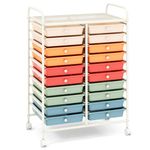 TANGZON 20 Drawers Mobile Storage Trolley, Multipurpose Rolling Cart with Lockable Wheels, Utility Trolley Unit for Home Office Organisation Stationery Beauty Salon (Colorful)