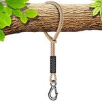 BeneLabel Tree Swing Rope with Hook, 0.5M Hammock Straps Polyester String (400lbs) for Outdoor Hanging Chair Playground Set Accessories, up to 2500lbs, 10mm Diameter, Natural