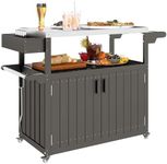 Outsunny Outdoor Bar Cart with Stor
