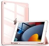 DTTOCASE Case for iPad 9th / 8th / 7th Generation 10.2 inch (2021/2020/2019 Released), Clear Back, TPU Shockproof Frame Cover[Built-in Pencil Holder,Support Auto Sleep/Wake] for ipad 10.2 - Rose Gold