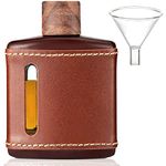 Garybank Handmade Genuine Leather Hip Flasks for Liquor for Men, Glass Whiskey Flask with Funnel & Wood Lids Leakproof for Hennessy Liquor & Spirits, Premium Flask Set Gifts Idea for Men(Brown, 100ml)