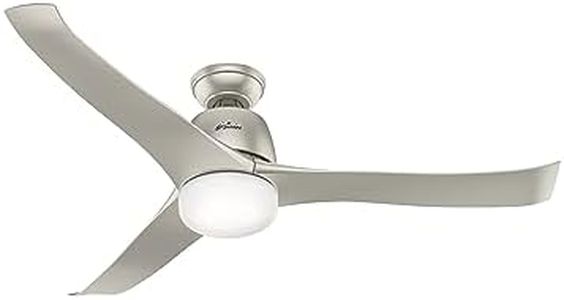 HUNTER FAN Ceiling Fan Harmony 137 cm Indoor, with Light and Handheld Remote, Matte Nickel, 3 Reversible Blades Matte Nickel and Matte Nickel Ideal for Summer or Winter, Model 50625