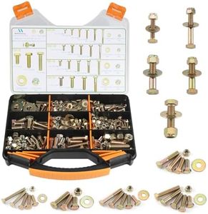 540pcs SAE 1/4" 5/16" 3/8" 7/16" 1/2" Nylon Locknut Hex Bolt Flat Washer Assortment Kit by Color Galvanization,Alloy Steel,Grade 5.Length 1/2"- 2".23 Common Size for Automative,Fixture,DIY Design.