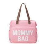 Dravina Diaper Bag For Mom- Large Storage With 14 Compartment, Insulated Pockets, Shoe Compartment, Waterproof Bag With Premium Leather Shoulder Strap| Ideal For Mom on The Go- 40cm (Pink)