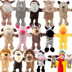 Puteraya 16 Pcs 14 Inch Plush Animal Hand Puppets Bulk Animal Hand Puppet Toys Safari Jungle Animal Stuffed for Kids Adult Storytell Imagination Teach Party Cosplay