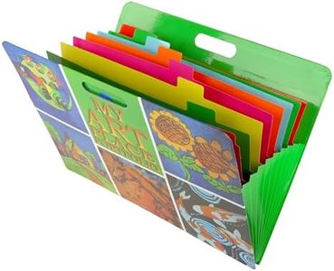 HearthSong Art Place Portfolio with Handles-8 Expandable Color Coded Accordion Files for Organizing Children's Artwork-19 H x 15.25 W, Green