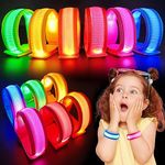 GIFTINBOX 12/6 PCS LED Light Up Bracelets for Kids Adults, LED Glow Flashing Arm Wrist Bands, Glow in The Dark Party Supplies for Night Events Easter Safety Party Favors Concerts Rave Sports…