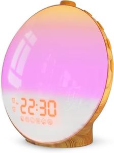 Dekala Sunrise Alarm Clock Wood Grain, FM Radio, Wake up Light Sunlight Sunset Lamp, 7 Nature Sounds, Dual Alarms, Colorful Ambient Lamp, Bedrooms Decor, Snooze for Heavy Sleepers, Kids & Adults
