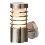 National Lighting Bliss Brushed Stainless Steel Finish Outdoor Garden Porch Security LED Compatible Wall Light IP44 Rated