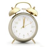 ABOUT SPACE Alarm Clock - 6 Inch Twin Bell Alarm Clock for Heavy Sleepers Analog Table Clock with Night Light- Battery Powered for Home Office Kids Bedroom - Beige (Battery not Included) - 11.5 cm