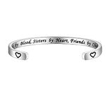 Cousin Bracelet Cousins By Blood Sisters By Heart Friends By Choice Bangle Cousin Jewelry Gift for Cousins (Silver), Small, Stainless Steel