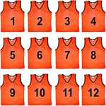 SAS SPORTS 1 to12 Numbered Scrimmage Team Practice Vest Training Bibs Soccer Pennies for Youth Adult Orange Extra Large