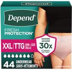 Depend Fresh Protection Adult Incontinence Underwear for Women (Formerly Depend Fit-Flex), Disposable, Maximum, Extra-Extra-Large, Blush, 44 Count (2 Packs of 22)