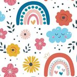 VaryPaper 17.7''x78.7'' Cute Floral Rainbow Wallpaper Peel and Stick Kids Wallpaper Waterproof Decorative Floral Contact Paper Self Adhesive Removable Wall Paper for Nursery Bedroom Bathroom Classroom