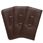 Calabria Soft PU Leather Felt Eye Glasses Case w/Pocket Clip Brown (3Pack) Men Women Slim Eyeglass Pouch Slip-In Sunglass