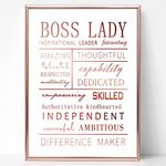 Boss Lady Office Decor Rose Gold Boss Lady Gifts for Women 12×8.6in with Beautiful Gift Box Inspirational Wall Decor Desk Decoration Sign Girl Boss Birthday Gifts Best Promotion Office Gift for Female