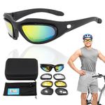 PROBEROS® Polarized Motorcycle Riding Goggles Set for Men & Women, Windproof Cycling Glasses UV400 Outdoor Sports Sunglasses, Interchangeable Lenes Design, for Running, Baseball Golf, Driving