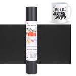 Black Vinyl for Cricut - 12" x15FT(30.48cm x 457.2cm) Matte Black Permanent Vinyl, Self Adhesive Vinyl Roll for for Cricut, Silhouette Cameo - Vinyl for Home Decoration, DIY Mug & Ceramic