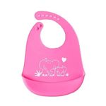 BabyGo Baby Silicone bibs | Baby Bib for Feeding & Weaning Babies & Toddlers | Waterproof, Washable & Reusable|Non Messy Easy Cleaning, Adjustable Neckline with Buttons (Pink)