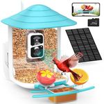 birdsnap® TUC- Smart Bird Feeder with Camera+Solar Panel SD Card 4-in-1 Perch, 160°View 1080P Auto Detect & Notify, AI Identify 10000+ Bird Watching Camera Wireless Outdoor for Bird Lover, Blue