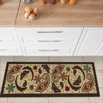 Ottomanson Sara's Kitchen Paisley Design Mat Runner Rug with Non-Skid (Non-Slip) Rubber Backing, 50 cm x 150 cm, Beige