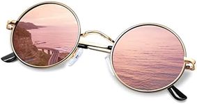 KANASTAL Circle Sunglasses for Men Women Polarized Pink Mirrored Sun Glasses Cool Metal Small Retro 90s Mens Round Sunglasses