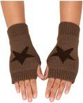 SHENHE Women's Star Pattern Fingerless Thumb Hole Knitted Wrist Length Mitten Gloves Army Green One Size