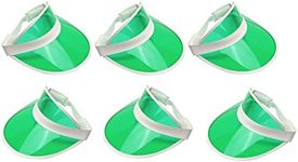 Nicky Bigs Novelties Retro Tennis Beach Plastic Sun Visors Hats, (Pack of 6), Green, One Size