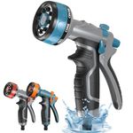 Hose Pipe Spray Gun, Garden Hose Spray Gun, Hose Spray Gun, Garden Hose Nozzles & Spray Guns, Hose Gun for Garden Hose, Garden Hose Gun with 8 Spray Patterns & Flow Control (Blue&Grey)