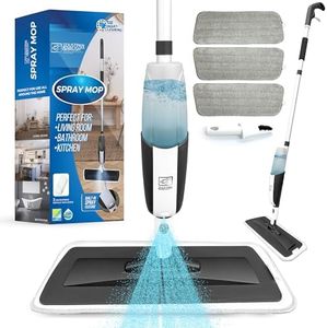 Spray Mop with Washable Pads Floor Mop with Spray, 360° Swivel Head, Wet and Dry, Free Scraper and 3 Microfibre Replacement Head Pads - Mops for Cleaning Floors, Floor Mops for Tiled Floors