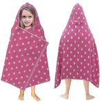 ORIGINAL KIDS Hooded Bath Towel Wrap - 100% Cotton Jacquard Reversible Large Hooded Hearts Kids Towel - Toddler Shower Pool Beach Towel - Soft Plush Absorbent Quick Dry Easy Care Gift - 26 x 50 - Pink