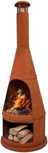Sunnydaze 70" Tall Wood-Burning Outdoor Chiminea Fire Pit with Built-in Log Holder - Steel Large Chiminea Outdoor Fireplace for Patio or Backyard - Rustic