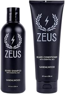 ZEUS Beard Wash & Beard Conditioner Set with Green Tea for Men, Soften, Hydrates & Moisturizes - MADE IN USA (Sandalwood)