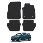 Rubber Car Mats Compatible with Ford Fiesta (2017+) [Mk8] Tailored Fit Rubber Floor Mats Set Accessory Black Custom Fit 4 Pieces with Clips - Anti-Slip Backing, Heavy Duty & Waterproof